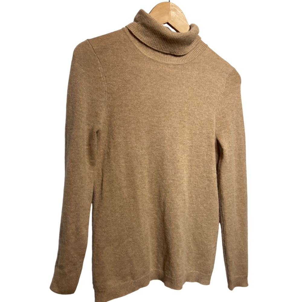 Morgan Taylor‎ Cashmere Turtleneck Sweater Tan Camel Brown Womens Small